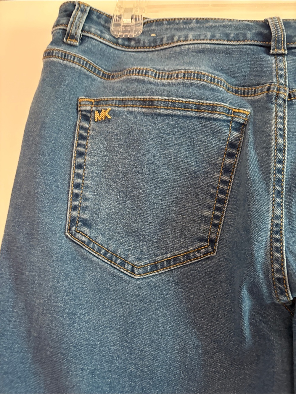 Michael Kors Medium Blue Denim Jeans with Gold MK Accent
